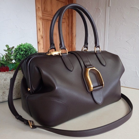 Ralph Lauren Handbags - Ralph Lauren Welington Collection, Calfskin Doctor Bag, Dark Brown, 2022